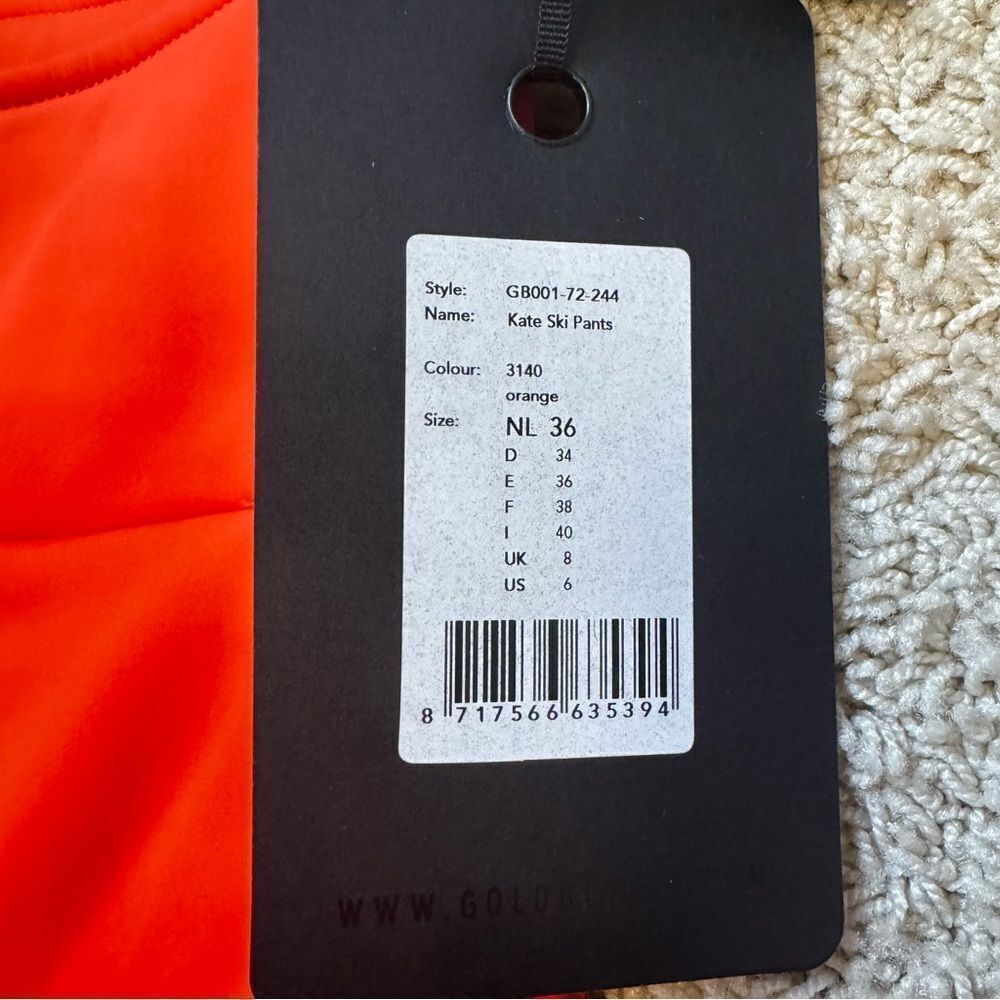 Goldbergh Kate Ski Pants Pippa Orange NWT Waterproof size US 6 - Picture 3 of 9